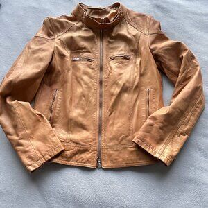 Vera Pelle Italian Moto Jacket XXL Faux Vegan Leather Brown Made in Italy Fitted